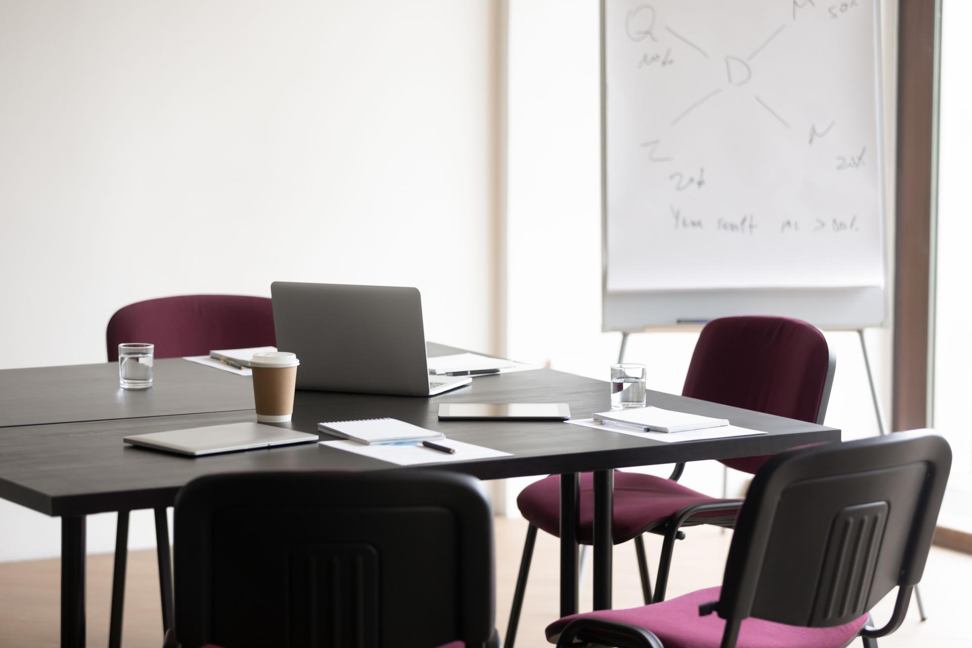 Office meeting room with no people during short break